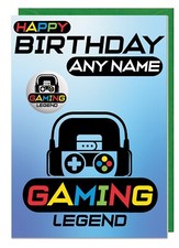 Personalised Birthday Card For Gamer WITH BADGE - Gaming PS5 PS4 Xbox Switch PC