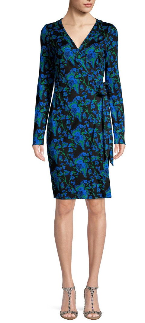 Diane von Furstenberg Women's Printed Silk Wrap Dress - Black Multi - Size 6 Diane von Furstenberg Women's Printed Silk Wrap Dress - Black Multi - Size 6