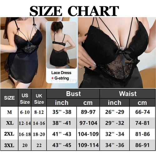 Dessous-Speghetti-Nachtwäsche-Sexy-Damen-Schlafanzug-Spitze-Babydoll-Nachtwäsche M-2XL - Bild 47 von 65