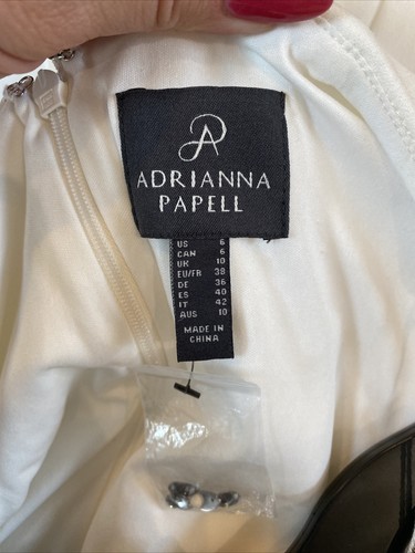 NWT Adrianna Papell White Beaded Cape Cocktail 6 $179 *FLAW AP1D103781 - Picture 9 of 11