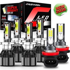 For BMW X5 2007-2013 LED Headlight Hi/Low Beam Fog Light Bulbs 6000K White Combo