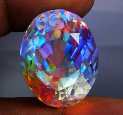 100 Ct Natural Mystic Topaz Rainbow Color Oval Certified Loose Gemstone