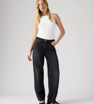 New Levi's 28x30 Premium Baggy Dad Jeans Shrink Up Black