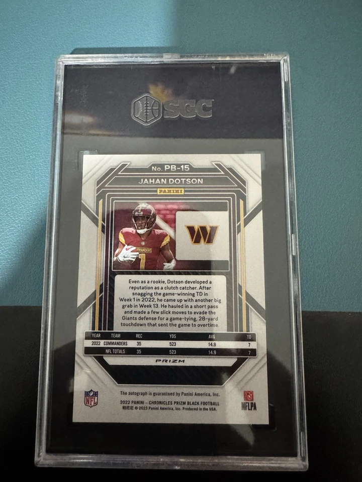 2022 Panini Chronicles Prizm Black Jahan Dotson #PB-15 Signatures (AU, RC) - Image 4 of 4