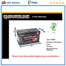 EFB Battery fits CADILLAC ATS 2.0 2013 on Stop Start 110 EFB 730A 75Ah Quality