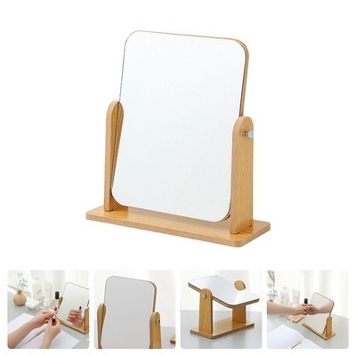 Tischspiegel Holz rotierender Make -up -Spiegel einstellbarer Standspiegel
