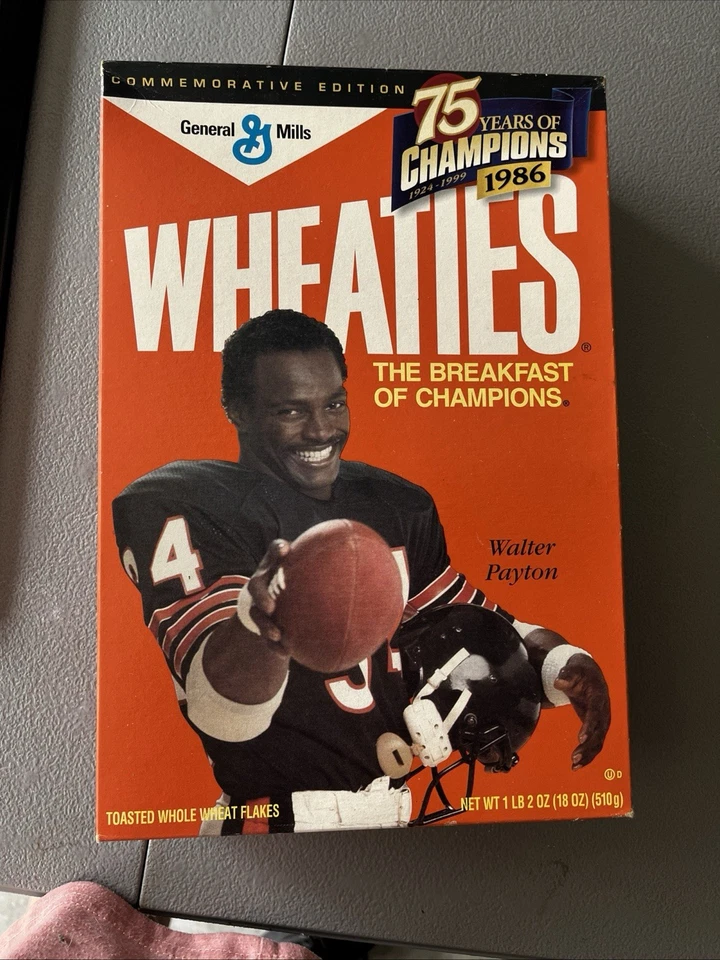 Foto autografiada de Walter Peyton “dulzura”, Wheaties Never Opened, periódico Foto 2 de 4