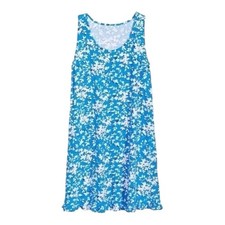 Draper James Ruffle Nightie in Blue Shadow Floral Sleeveless Dress Size S/M NEW