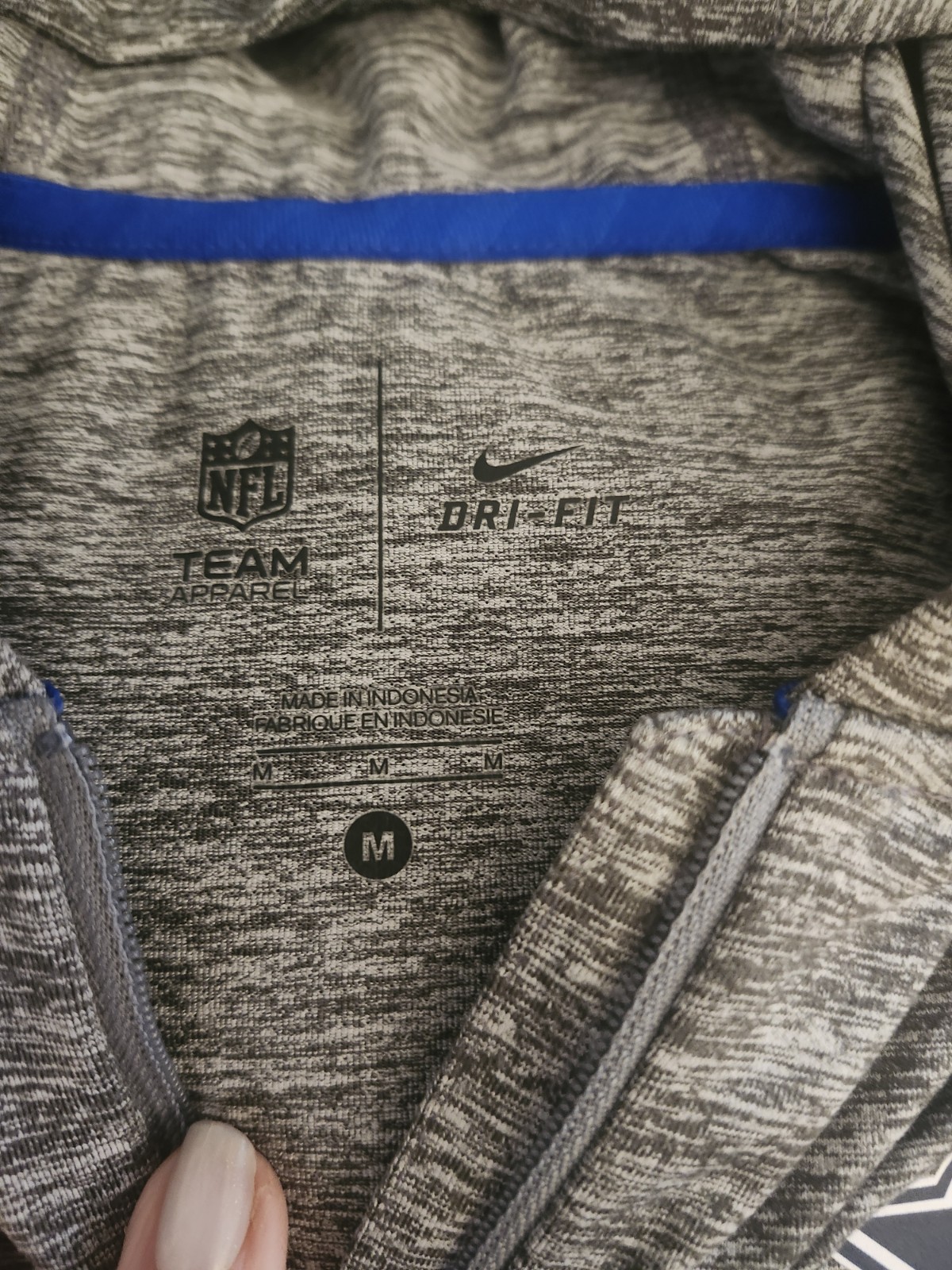  NIKE NFL DALLAS COWBOYS Grey LONG SLEEVE QUARTER ZIP TOP Medium  DRI-FIT thumbnail 3