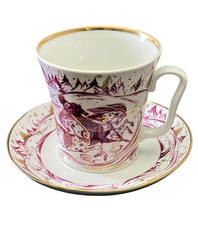 Lomonosov Schlittenfahrt Troika  Kakaobecher m. Untertasse