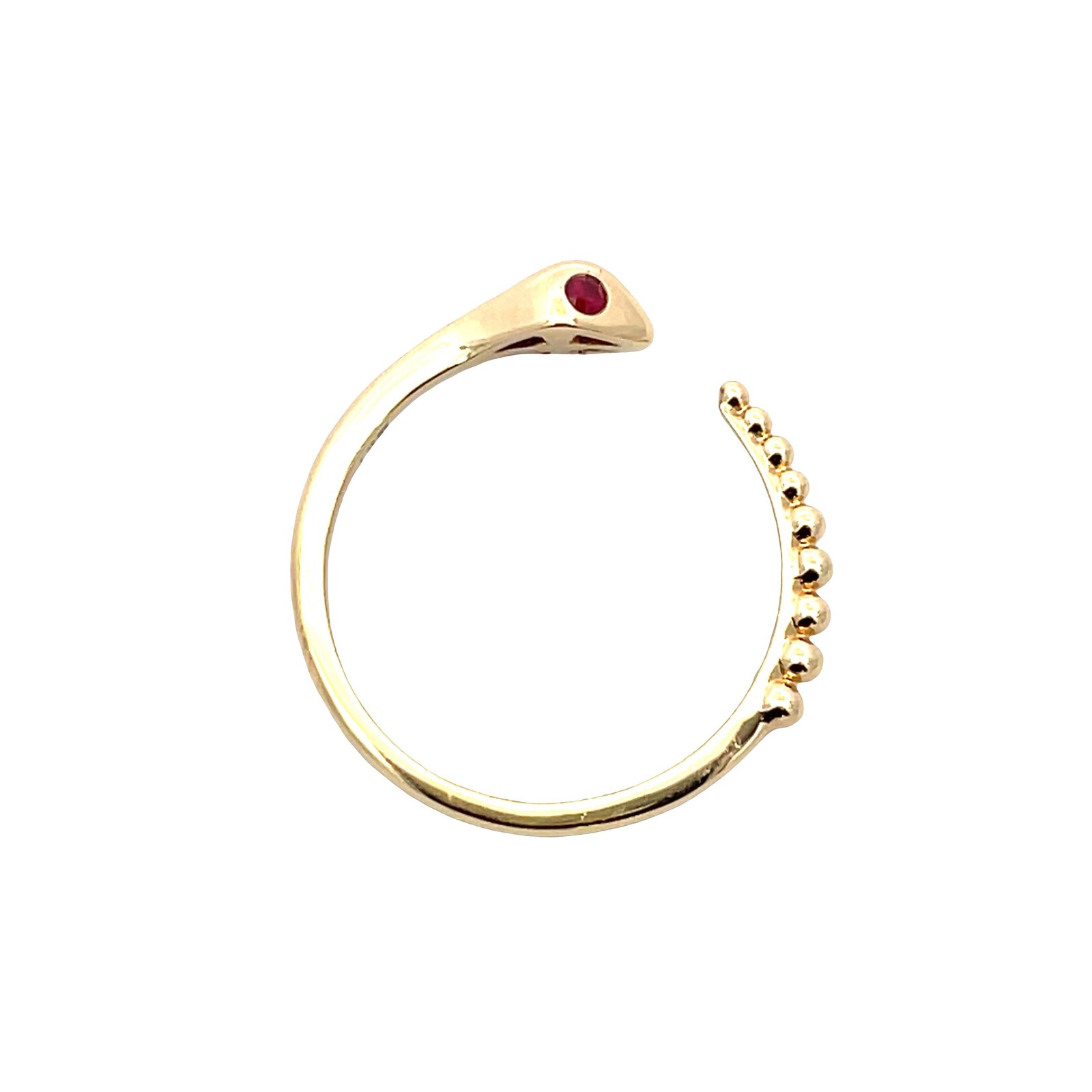 18K Yellow Gold Ruby Serpent Cuff Ring - image 4