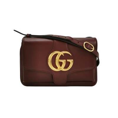 GUCCI Arli Shoulder Bag GG Marmont Burgundy Leather Crossbody Authentic