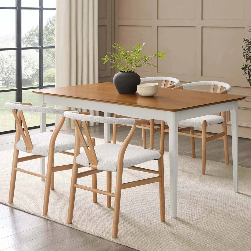 Dusk Anya White & Pine Wood 4-6 Seater Dining Table RRP £329