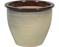 Pflanztopf Floraself Lucca Keramik Glasiert Ø 38 Cm H 32 Cm Braun Creme