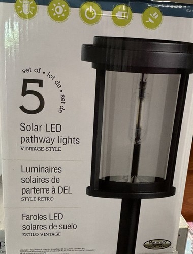 5 Pack GTX Vintage Style LED Solar Pathway Garden Natural Light Glass Costco - Picture 7 of 9