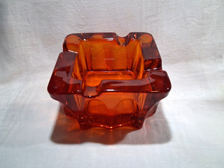 Viking Square Thumbprint Arch Ashtray Rare 1970s Epic Line Orange Persimmon