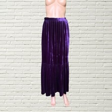 Vintage 70s Ralph Lauren Maxi Skirt - Purple Velvet Ruffle Hem - RARE SAMPLE