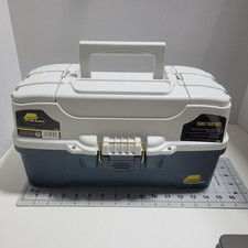 Plano Tackle Box Blue/Gray 3 Tray Box plus two flip top storage areas NWOT