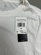 Adidas Womens White / Black Pregame Tee HT3984 Retail 30