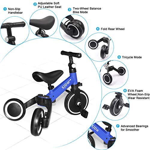 5 in 1 Toddler Balance Bike Kids Trike for 1-3 Years Old Boys Girls 3 Wheel - Photo 2 sur 5
