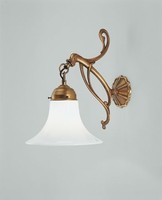 Wandlampe Berliner Messing Glas Ornamente T:28 Cm E27 Wohnzimmer Wandleuchte
