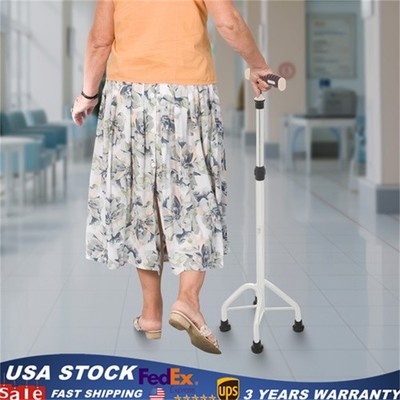 Walking Stick Cane Quad Foot & 10-Level Height Adjustable Aluminum Walking Stick