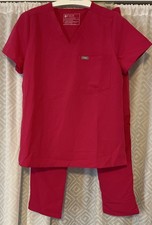 Figs Technical Collection Women s Scrub Set Top And Pants Sz Small Bright Pink