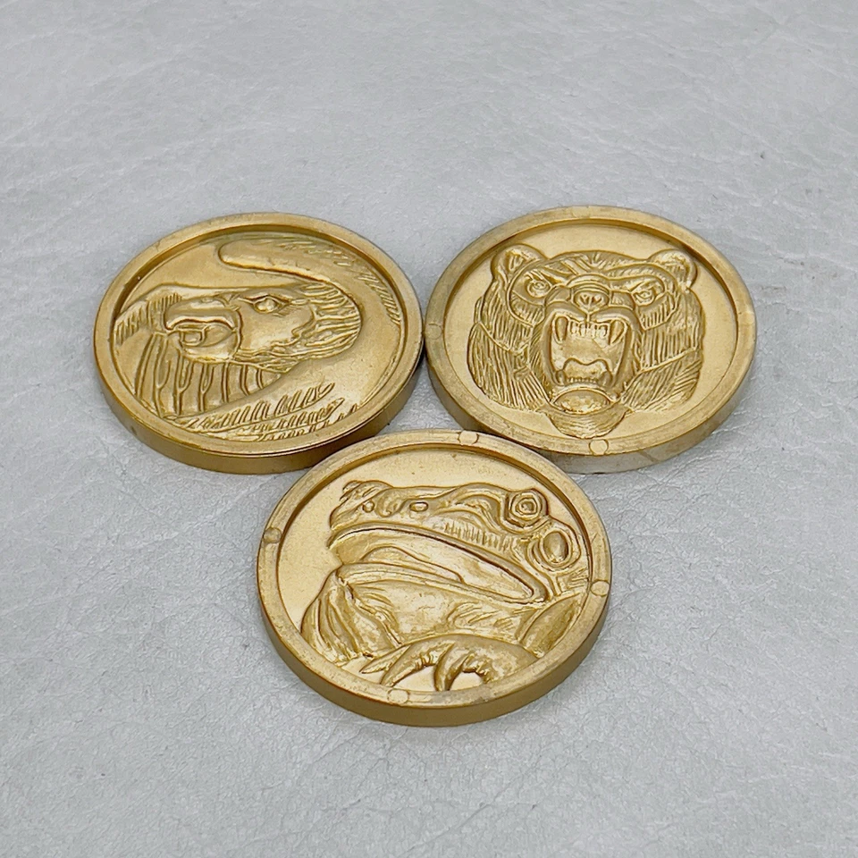 Vintage Mighty Morphin Power Rangers Wolf Frog Bear Bird Coin Lot Set Rare 1995 - Image 3 of 4