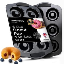 Wrenbury Donut Pan for Baking 6 Cup Set of 2 - Doughnut Mold Baking Tray  La...
