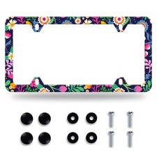 Colorful Flowers License Plate Frame Cute Floral License Plate Stainless Stee... Colorful Flowers License Plate Frame Cute Floral License Plate Stainless Stee...