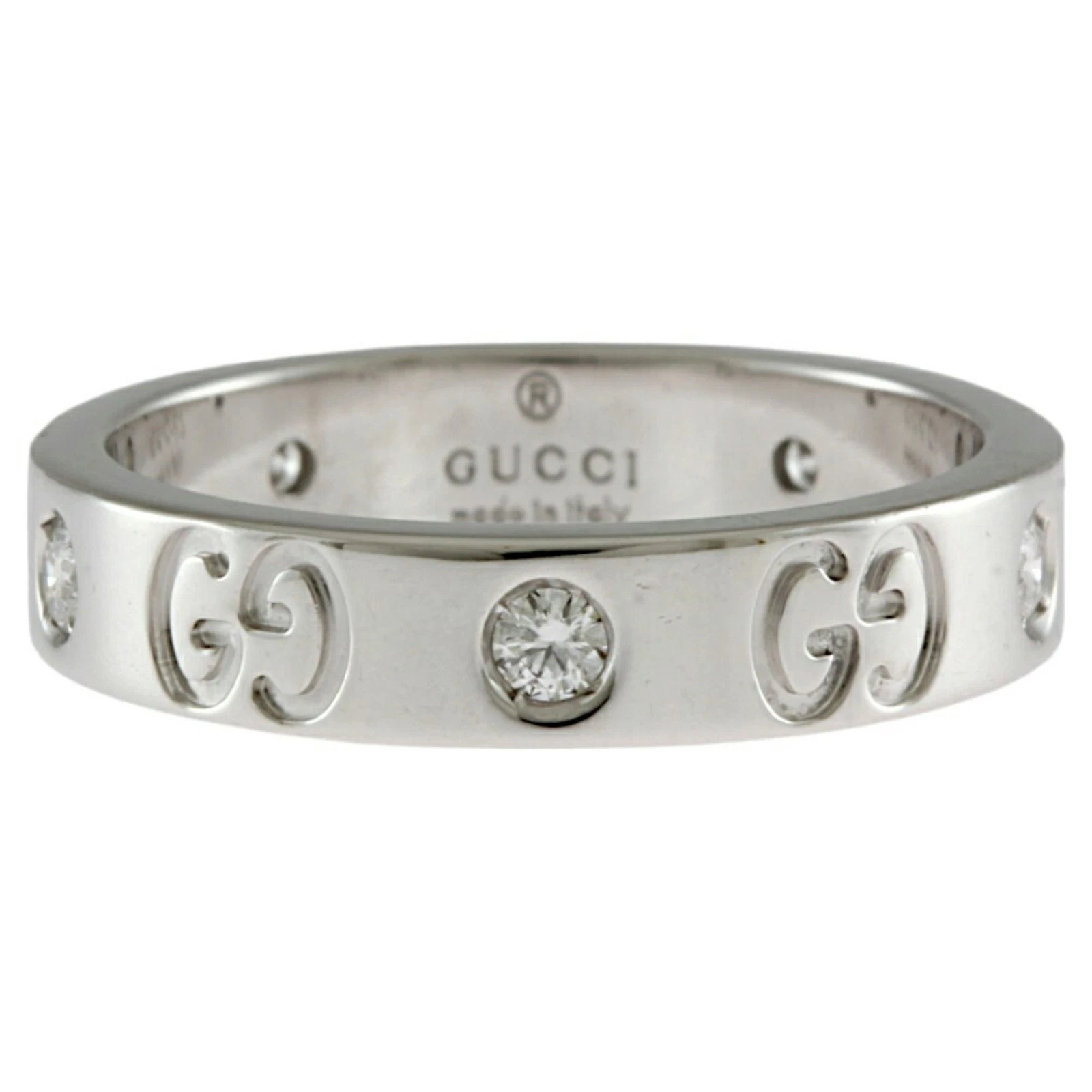 Bague Gucci Icône Argent Or Blanc Bijoux Authentique