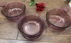 3pc Vintage  Corning Ware Pyrex Visions Cranberry Glass 1pint 5.5” X 2” Bowls