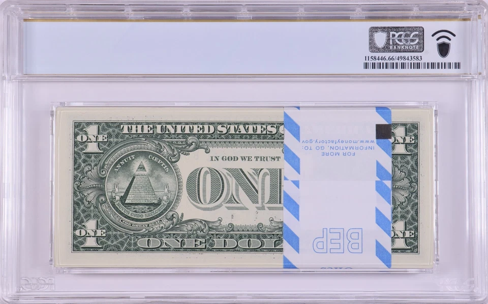 BEP PACK STRAP STAR FRN $1 2017 NEW YORK 100 CONSEC. 66 PPQ. Fr. 3005-B* - Image 2 of 3