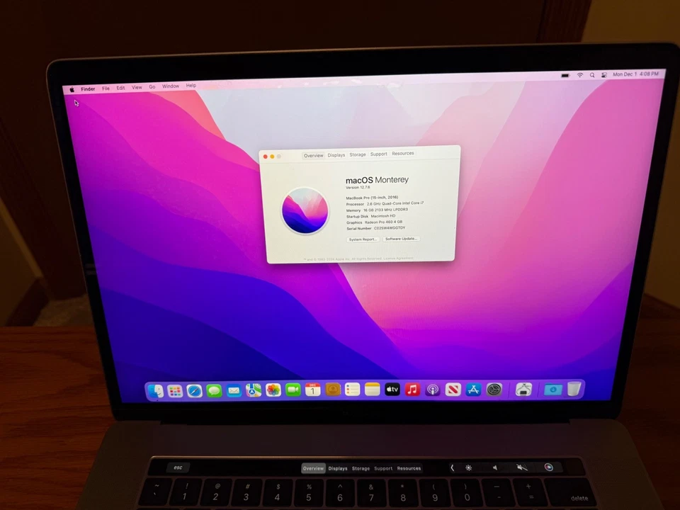 Apple MacBook Pro 2016 A1707 15" i7-6700HQ 16GB 1TB SSD AMD Pro 460 *TAL CUAL* Foto 2 de 4