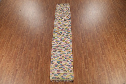Moroccan Runner Rug 2x13 Modern Trellis Hand-knotted - Picture 3 of 15