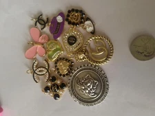 Silver Gold 12  PCs  Stamped Dior Versace  Gucci Gold Tone Button  Zipper Pull 