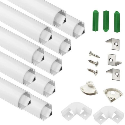 UV Resistance 6.56FT V Shape LED Strip Channel Diffuser,10-Pack Aluminum Prof...