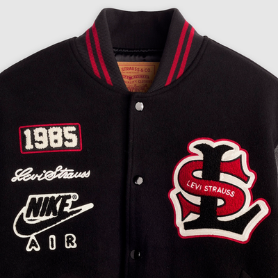 Nike Air Jordan x LEVI'S Varsity Jacket Black Red IM6740-010 | eBay