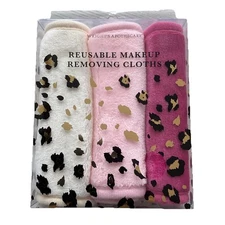 Women's Reusable Makeup Removing Cloths Set of 3 Pink Washable NEW
