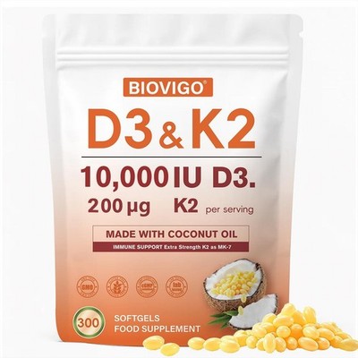 BIOVIGO Vitamin D3 K2 MK7 hochdosiert 10000 IE   Knochen  Unterstützung