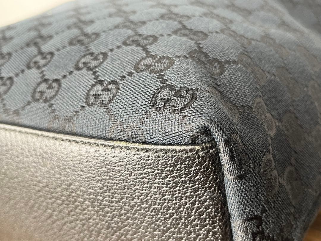 GUCCI GG Canvas Tote Bag Leather Black Authentic Designer Shoulder Purse thumbnail 5