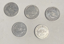 1974 Toronto Transit Commission Small Aluminum Fare Token Lot of 5 tokens  Set 1