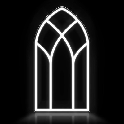 16''x9'' Gothic Cathedral Window LED Neon Sign With Dimmer USB Powered Light Lamp