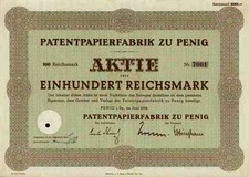 Papierfabrik Penig 1938 Leipzig Zschopau Reisewitz Sachsen 100 RM Wolkenstein