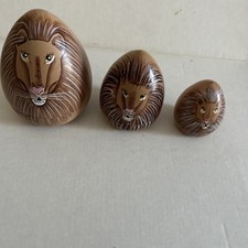 3 Pieces Russian Nesting Dolls Lion Tiger Wooden Hand Painted