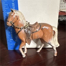 Vintage Metal Horse Figurine w/ Saddle Bridle. Palomino