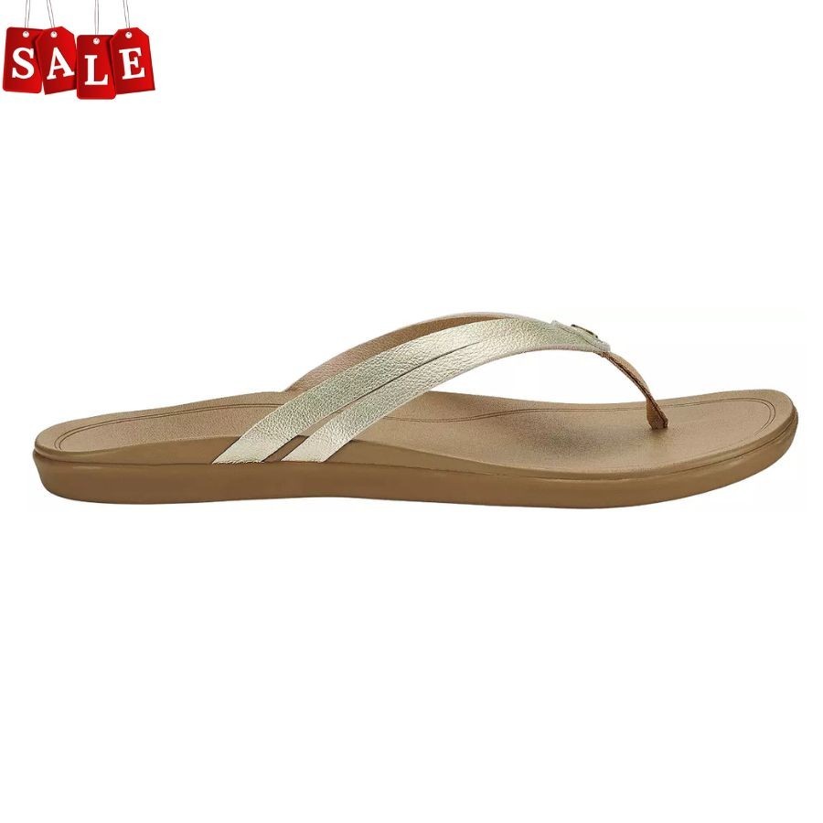 New -OluKai Women's Ho‘opio Hui Flip Flops - Color : Gold ,Medium/B