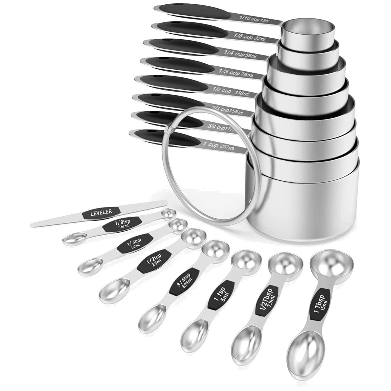 Stainless Steel Measuring Cups and Spoons Set