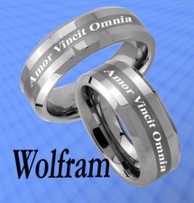 2 Ringe Trauringe WOLFRAM Aussengravur mit individueller Text & Schrift  JW5L2