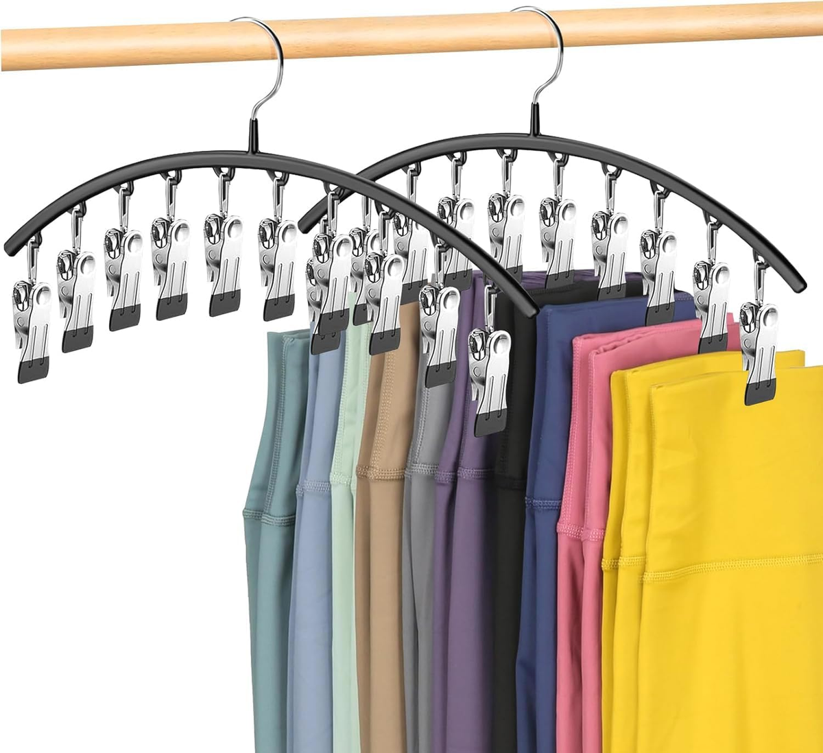 10 Pack Legging Hangers With Clips - Space Saving Closet Organizer For Yoga Pants, Shorts & More